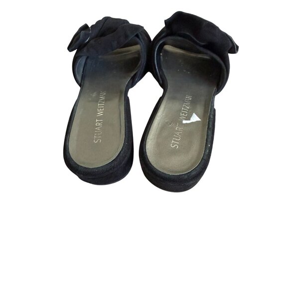 STUART WEITZMAN Black Suede Bow Sandals Heels Size 6.5 - Picture 7 of 11